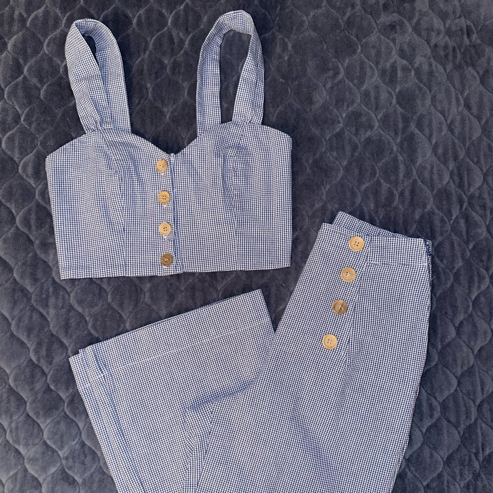 Stylish Blue Checkered Women's set